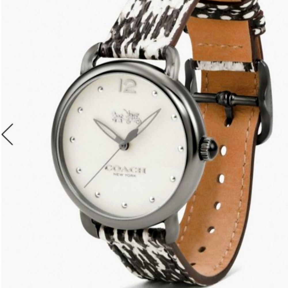 Delancey Ionized Plated Python Leather Strap Watch